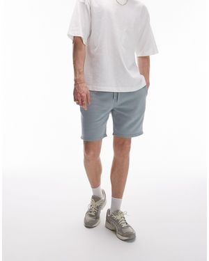 TOPMAN Classic Fit Jersey Short With Raw Hem - Gray