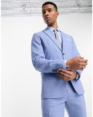 SELECTED – anzugjacke aus leinenmix - Blau