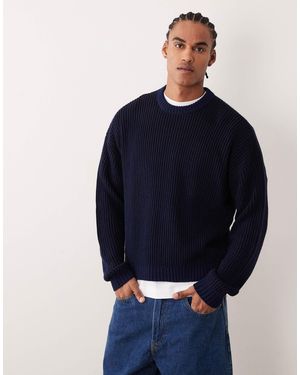 ASOS – gerippter oversize-strickpullover - Blau