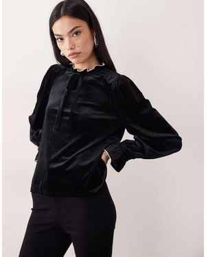 Nobody's Child Ruffle High Neck Blouse - Black