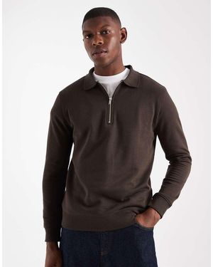 New Look 1/4 Zip Polo Sweatshirt - Black