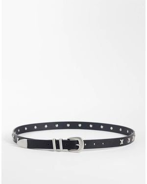 ASOS Cross Studded Western Belt - White