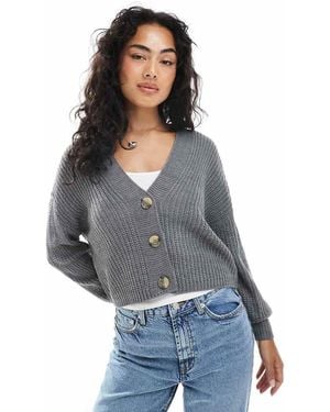 ONLY Ribbed Knitted Cardigan - Grey
