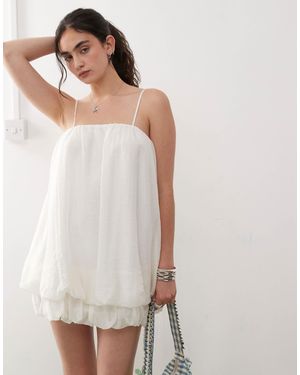 Monki Volume Bubble Dress With Adjustable Straps - Natural