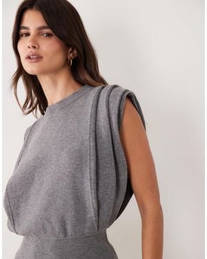 ASOS Pleated Front Detailing Knit Tank Top - Gray