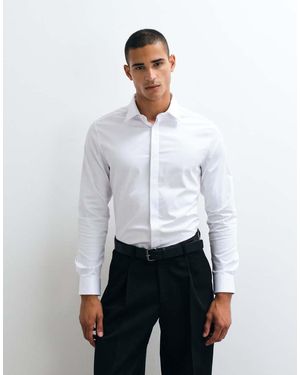 ASOS Slim Easy Iron Stretch Sateen Shirt - White