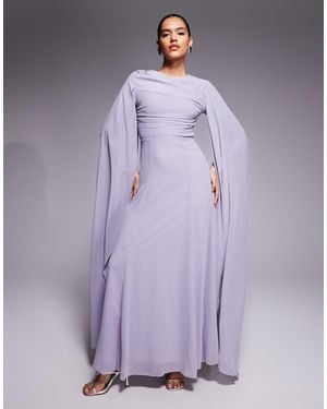 Beauut Robe longue en mousseline effet cape - lilas - Violet