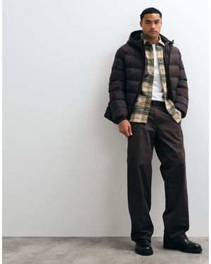 Threadbare Chaqueta Acolchada Con Capucha, Resistente A La Lluvia, Con Acabado Mate En - Gris