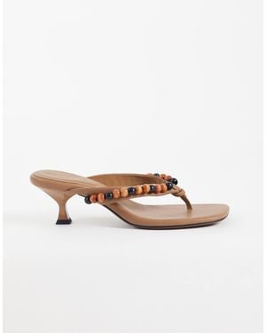 ASOS Havana sandalen mit perlenbesatz, zehensteg und kitten-heel - Weiß
