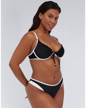 Boux Avenue Ibiza Piped Brazilian Bikini Bottoms High Leg Swimwear - Multicolour