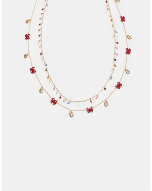 Stradivarius Collana Multiposizione Color Oro Con Ciondoli Piccoli A Tema Mare - Blu