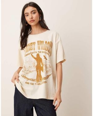 Wrangler X Lainey Wilson Oversized Cowboy T-shirt - Natural
