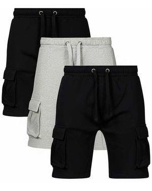 French Connection 3 Pack Cotton Blend Jersey Cargo-Style Shorts - White