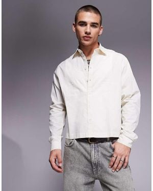 ASOS Cropped Oversized Poplin Shirt - Grey