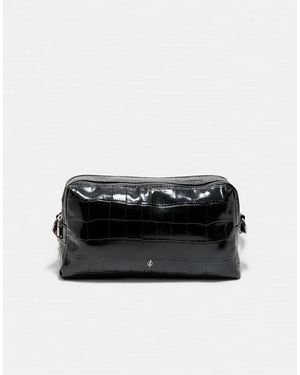 Stradivarius Borsa A Tracolla Rettangolare Effetto Coccodrillo Nera - Nero