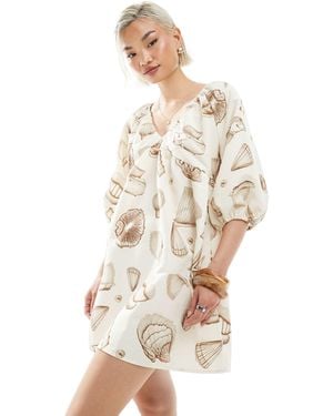 Vero Moda Blouson Sleeve Mini Dress - White