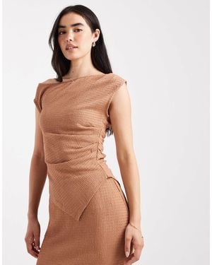 Vero Moda Textured Jersey Asymmetric Detail Drape Top - Multicolour