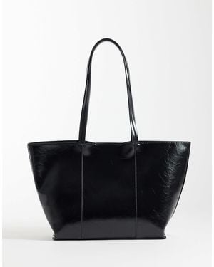 Mango Classic Faux Leather Tote Bag - Black