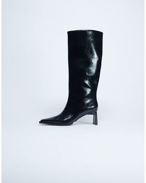TOPSHOP Talia Chisel Toe Knee High Boots - Black