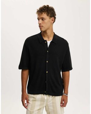 Cotton On Box Fit Knit Shirt - Black