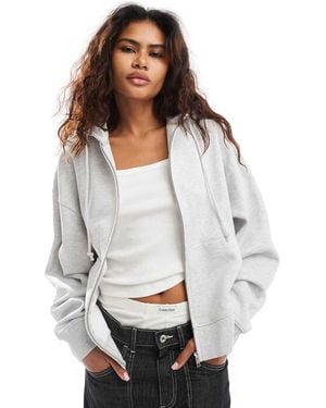 Collusion Zip Through Boxy Hoodie - Grey