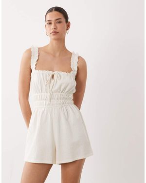 Miss Selfridge Seersucker Shirred Romper - White