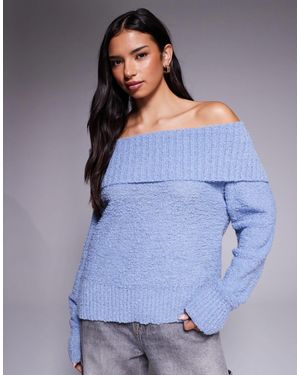 Princess Polly – parkley – schulterfreier pullover aus bouclé - Blau