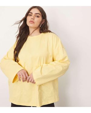 ARRANGE Curve Cotton Oversized Long Sleeve T-shirt - Yellow