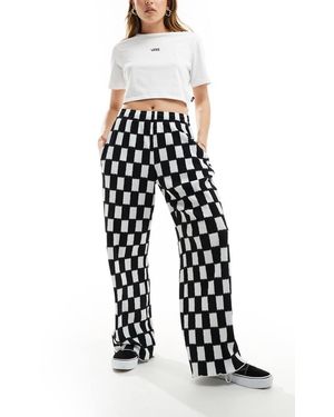 Vans Pantalones Negros Y Blancos De Pernera Ancha A Cuadros Dameros Benton De