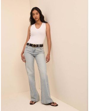 Nobody's Child Light Low Rise Penny Relaxed Flare Jeans - Natural