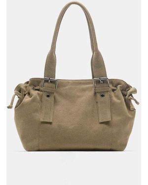 Pull&Bear Buckle Detail Shopper Bag - Natural