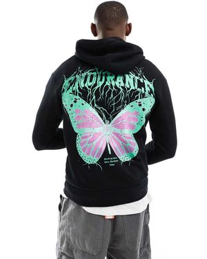 Jack & Jones Oversized Hoodie With Butterfly Back Print - Grey