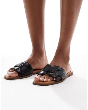 SEQWL Wide Fit Flat Sandal - Brown
