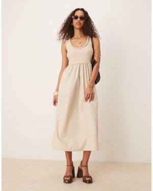 Threadbare Vestido Largo Color Topo Con Cuello Ancho De -Neutro