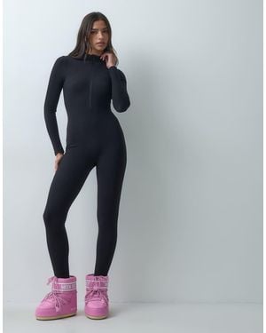 ASOS 4505 Ski & Snow 4505 Ski Thermal Ribbed Fleece Back Base Layer Long Sleeve Unitard - Blue