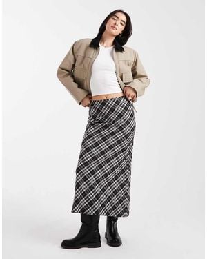 New Look Check Midi Skirt - White
