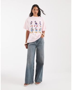 ASOS Disney Oversized T-shirt With Daisy & Donald Duck Print - Blue