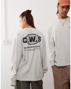 Collusion Unisex Graphic Long Sleeve T-shirt - Grey
