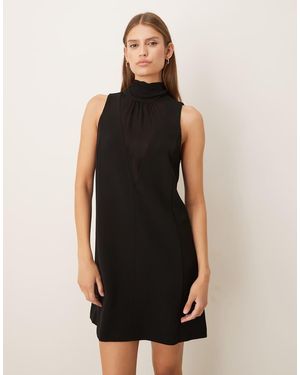 Mango Halterneck Bow Detail Mini Shift Dress - Black