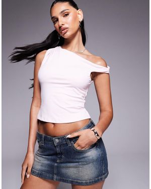 Princess Polly Danza Double Sculpted Slinky Off Shoulder Top - Gray