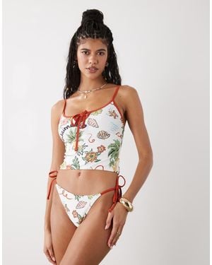 Reclaimed Vintage Tie Side Bikini Bottom - White
