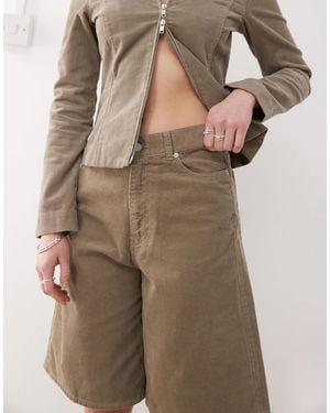 Weekday Astro Co-ord baggy Fit Corduroy Jorts - Natural