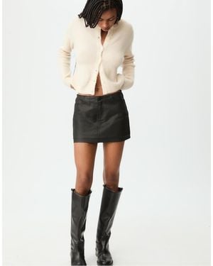 Stradivarius Minigonna Pantalone Cerata Nera - Nero