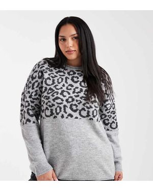 ONLY Jersey Gris Con Estampado Animal De