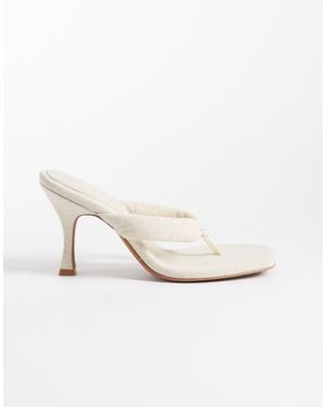 ASOS Huddle Padded Toe Thong Heeled Sandals - White