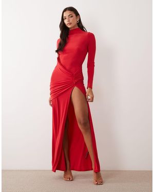 ASOS Slinky Maxi Jurk Met Split Tot Aan De Dij - Rood