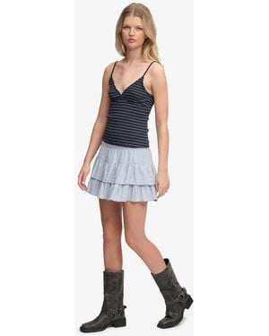 Superdry Printed Tiered Mini Skirt - Blue