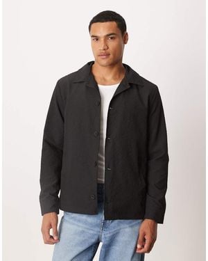 Brave Soul Seersucker Shacket - Black
