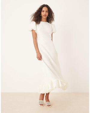 Sister Jane Puff Sleeve Bubble Hem Maxi Dress - Natural