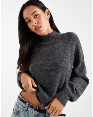 Vero Moda Funnel Neck Volume Sleeve Sweater - Grey